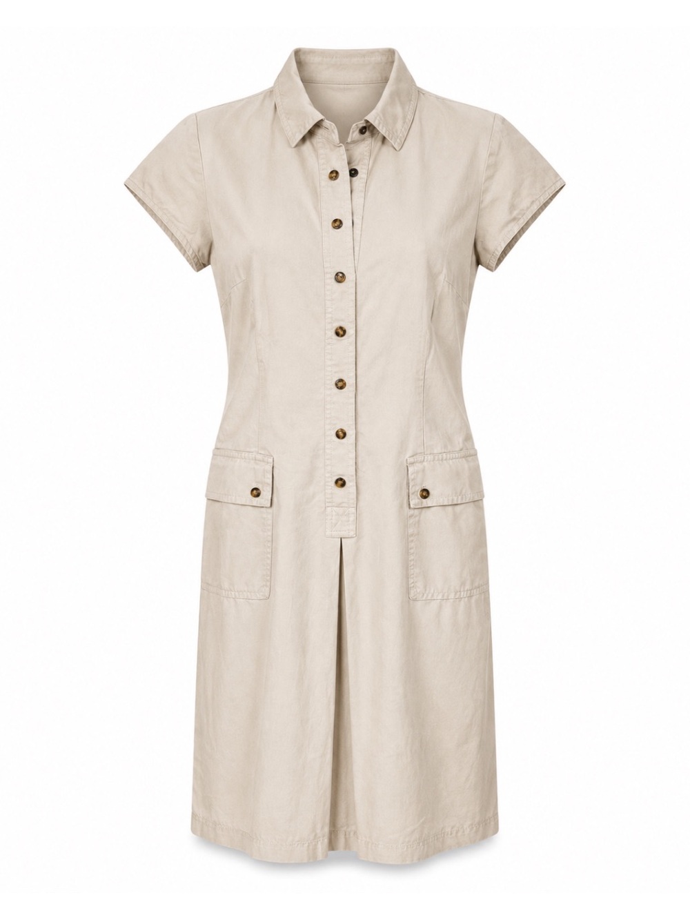 Maggy London Beige Jayne Safari Utility Shirt Dress Short Sleeve Midi Womens 2P